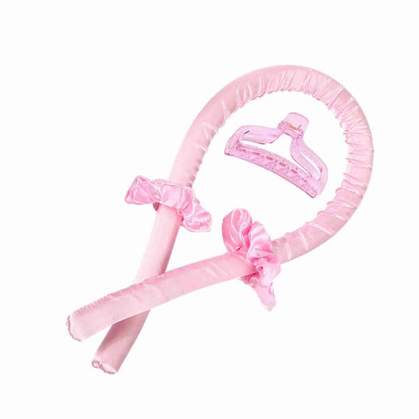 Varmefrit Krøllehårbånd Sæt Sovende Hårstyling Værktøj Pink