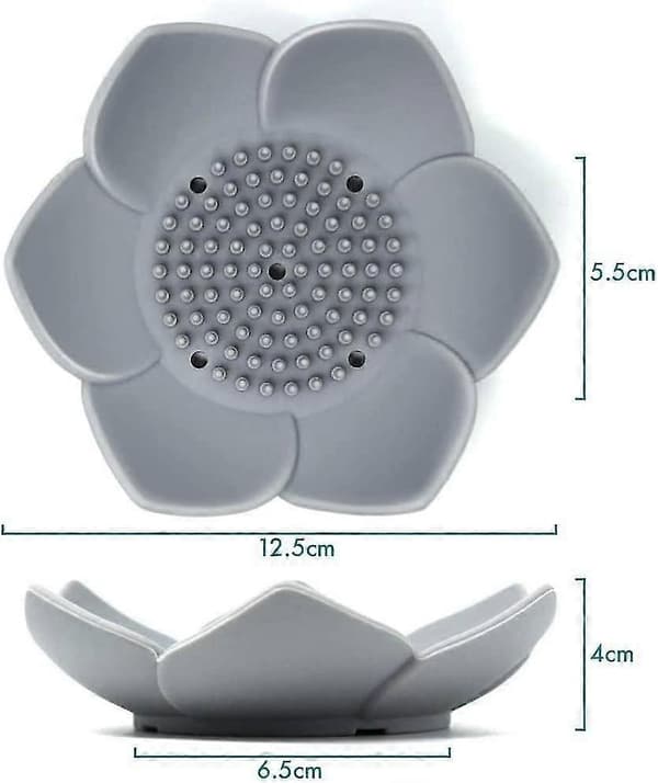 Blomma Silikon Tvålfat - 2-pack Tvålhållare (vit och grå)