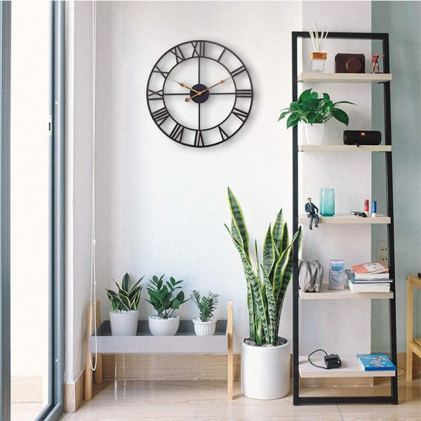 Hiljainen luuranko seinäkello, roomalaiset numerot 40 cm iso metallinen vintage kello olohuoneeseen Keittiö kahvila Hotellin makuuhuone joulukuu