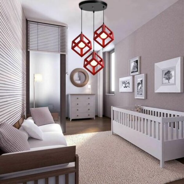 Vintage stil geometrisk ljuskrona taklampa metall kubformad taklampa för sovrum, vardagsrum