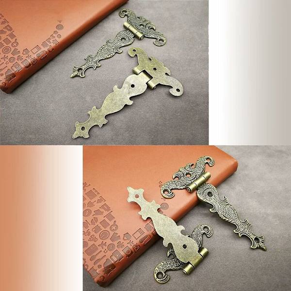 stykker grøn bronze zink legering retro hængsel retro hængsel skab skab værktøjskasse dekoration reparation，Til boligmøbler, d
