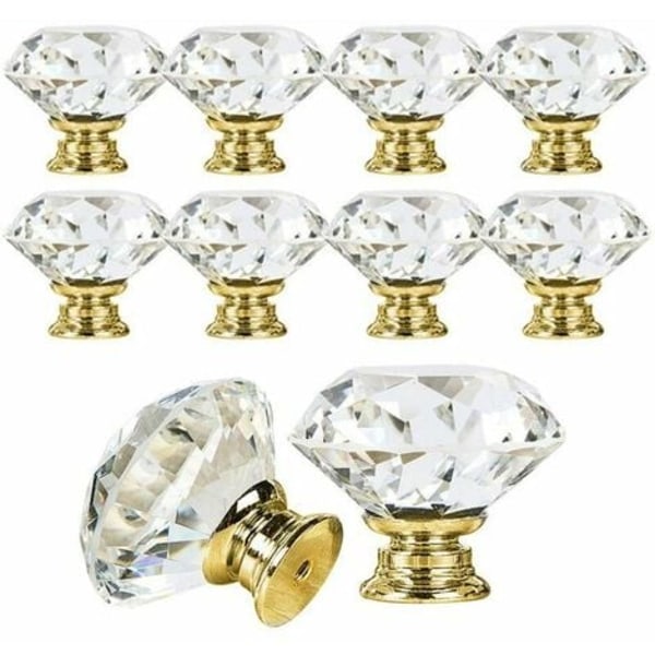10 x 30 mm Handtag Knopp diamant bling dekorationsdörr möbel rosé skåplåda - Guld