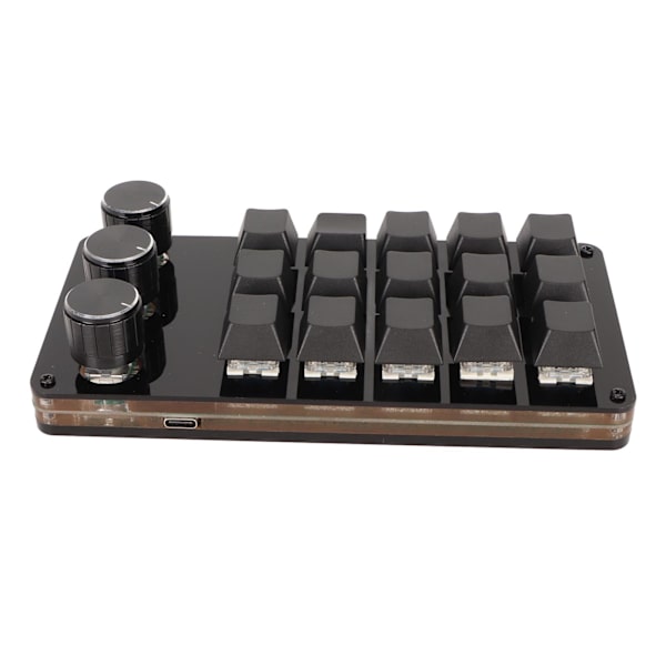 Mini Anpassningsbart Tangentbord 15 Tangenter 3 Knoppar Programmerbart Blå Switch Hot Swappable Programmering Makro Tangentbord för Datorspel