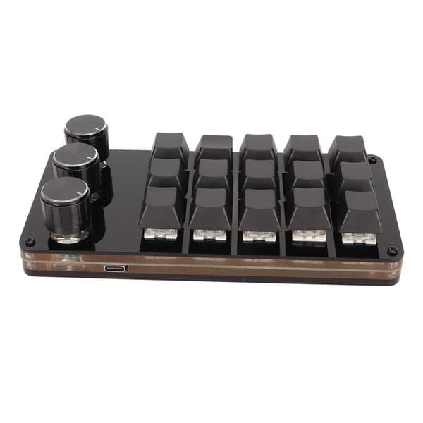 Mini Tilpassbar Tastatur 15 Taster 3 Knapper Programmerbar Blå Bryter Hot Swappable Programmering Makro Tastatur for Dataspill