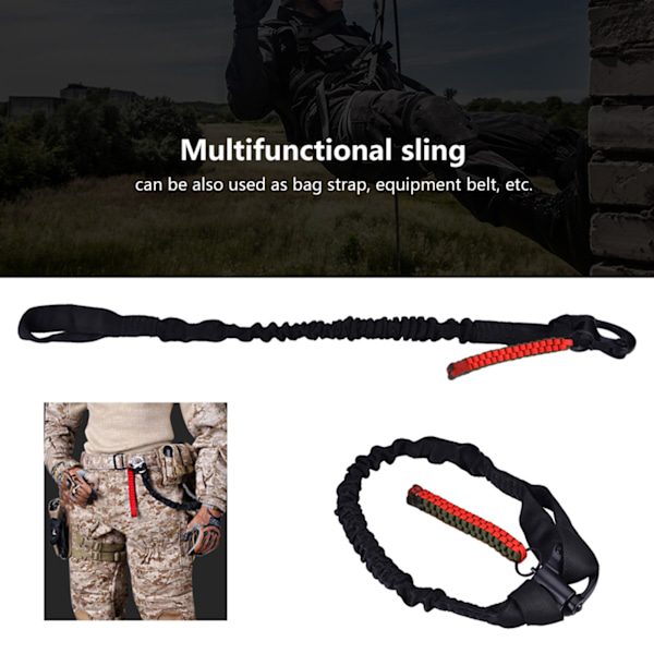 Udendørs CS essentiel pistolreb taktisk missionsreb elastisk sikkerhedsreb talje beskyttelse deluxe version (sort (SL-21-BK)) Black