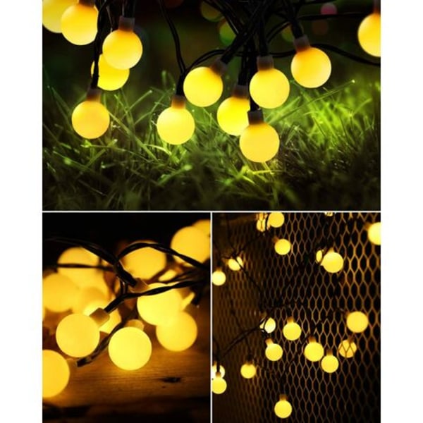 50LED 7M Solar String Lights Utendørs, Varm Farge, 8 Modi Dimbar dekorasjonslys for Hagesoverom Jul