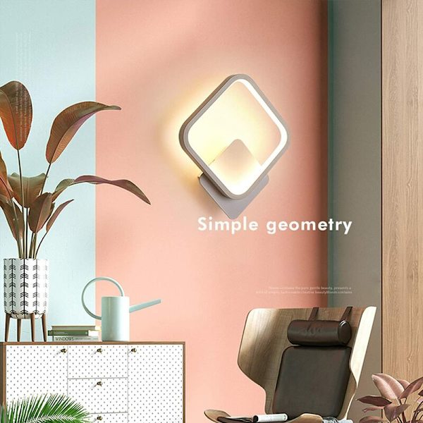 302 kvadrat 30*25CM varmljus vit ram sovrum sängbord led vägglampa enkelt mode moderna runda personlighetslampor, f