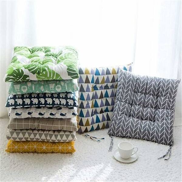 4 stycken runda gröna lagerblad 40 cm tjock vinterkudde Stolkudde Växtblommönster