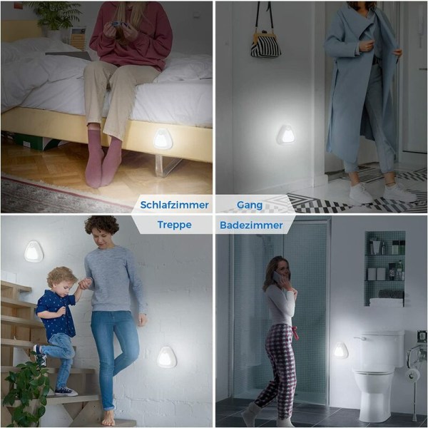 Natlampe til børn [2 pakke] LED-lys med bevægelsessensor med magnetisk base (batteridrevet) børneværelse/toilet/entré/trappe