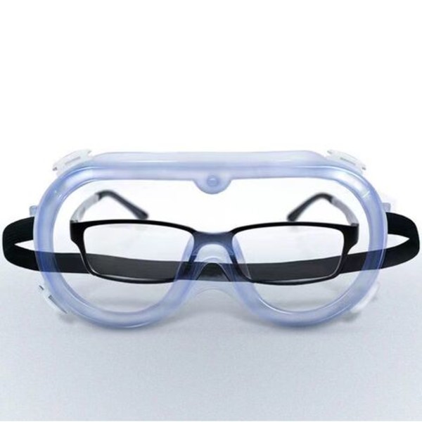Antidug beskyttelsesbriller med klare linser og vidsyn, justerbar mod kemikaliestænk, fleksibel og let
