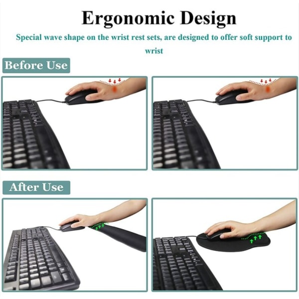 Gummi Slow Rebound Memory Foam Handledsmusmatta Office Keyboard Mat Set Musmatta