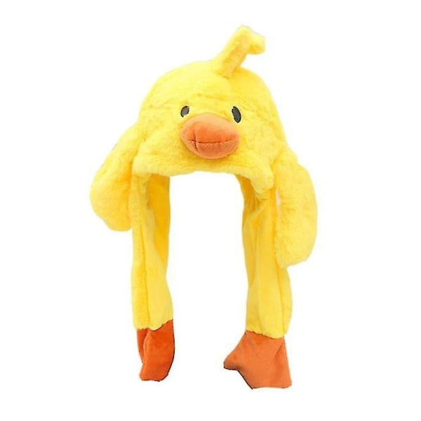 Ear Moving Jumping Hat Funny Plush Ghost Hat Movable Ears Hat Yellow Duck