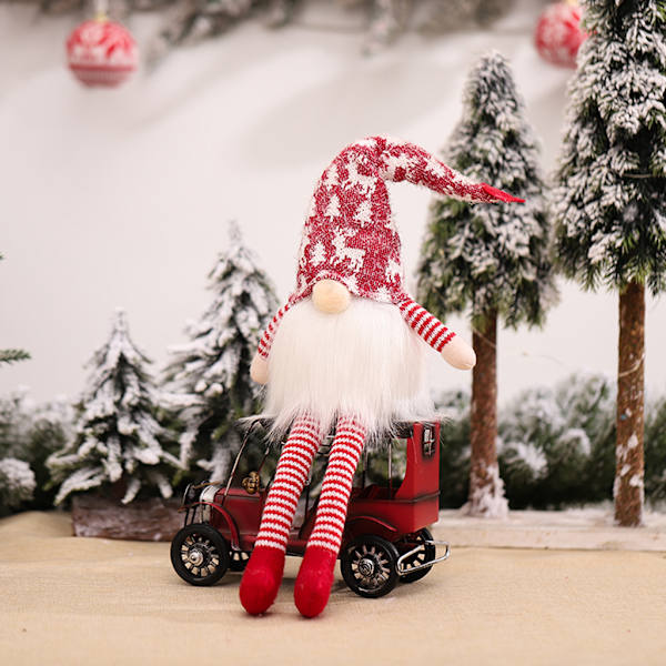 Christmas High Hat Dwarf Gnome för Doll Ornaments Belysning Söt tecknad Dwarf El Red - A