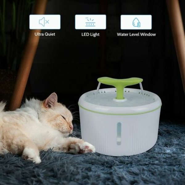 Cat-vesilähde, 2 litran kissan vesiannostelija, automaattinen kissan suihkulähde LED-valolla, vedenkorkeusikkuna ja aktiivihiilihydraatti