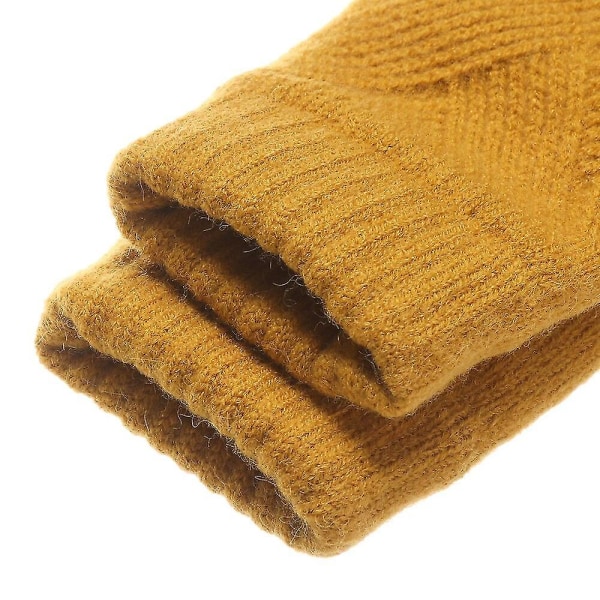 Vinter Varm Stickad Full Finger Touch Screen Vantar Ull Vinter Varm Tjock Varm Kvinnor Cykling Körhandskar yellow