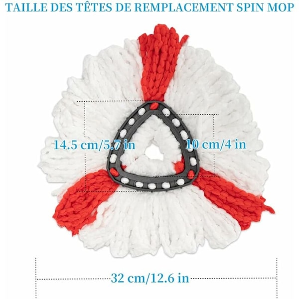 Rød 3 stk Rotary Moppe Hoved Moppe Pad Kompatibel Kost Refill Roterende Moppe Hoved Moppe Pad,