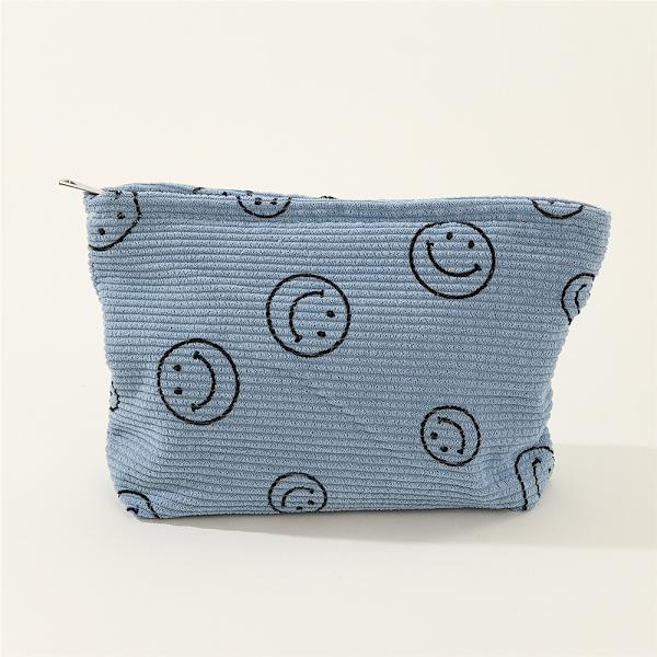 Makeuptaske Sød smiley fløjlsbukser Toilettaske til rejser blue