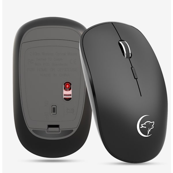 Silent Wireless Mouse Business Office Trådlös spelmus 4-knappar Silent Switch (tvåpack svart)