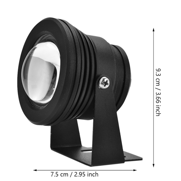 12V 10W Vandtæt RGB LED Spotlight til Akvarium, Pool og Have - Sort Undervandslampe Black
