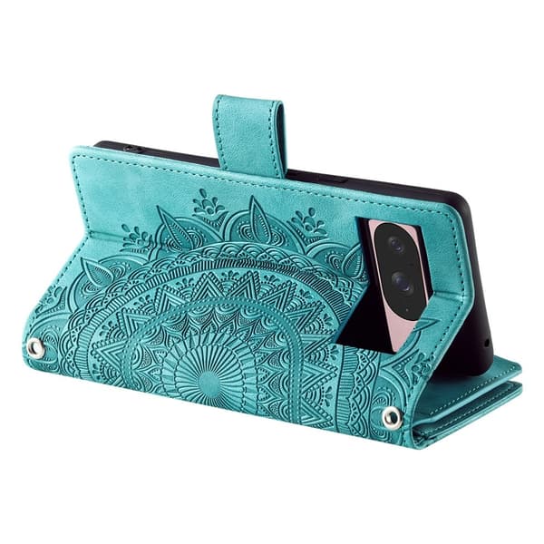 For Google Pixel 10 Pro / 10 / 9 Pro / 9 Lommebok Deksel Shell Mandala Blomstermønster Green green