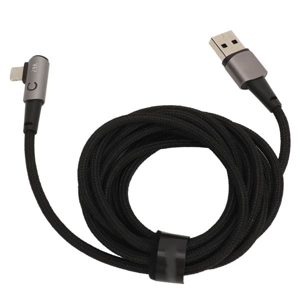 Laderkabel for iPhone 90 grader 2 meter Rask lading 2.4A Høyre vinkel USB-laderkabel Grå