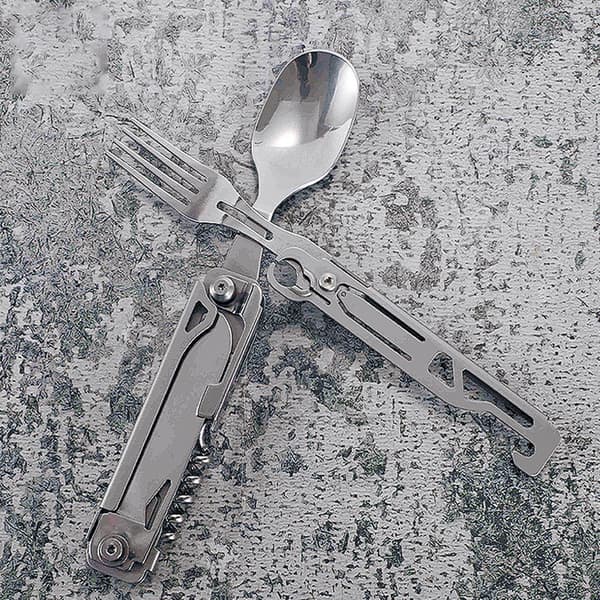 Kniv Ske Gaffel Oplukker Combo Rustfrit stål Let at rengøre Foldbart campingredskab