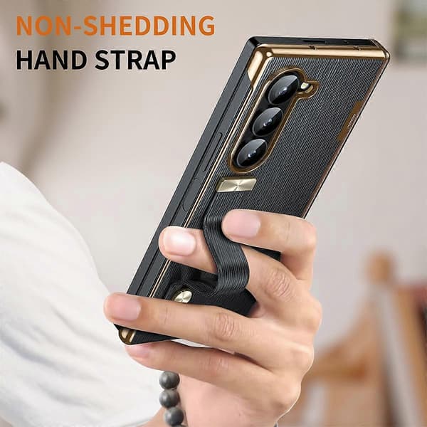Infällbart handledsband osynligt stativ telefonfodral Black For Galaxy Z Fold5