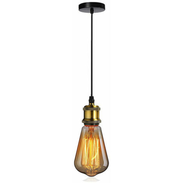 Metall Pendel Ljuskrona E27 Retro Lampa för Sovrum Bar Matsal Svart - Svart