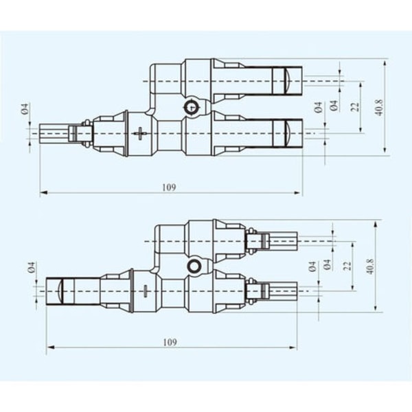 Fotovoltaisk trevejsstik T type MC4 Solar to til et kabelstik MC4 IP67 2T