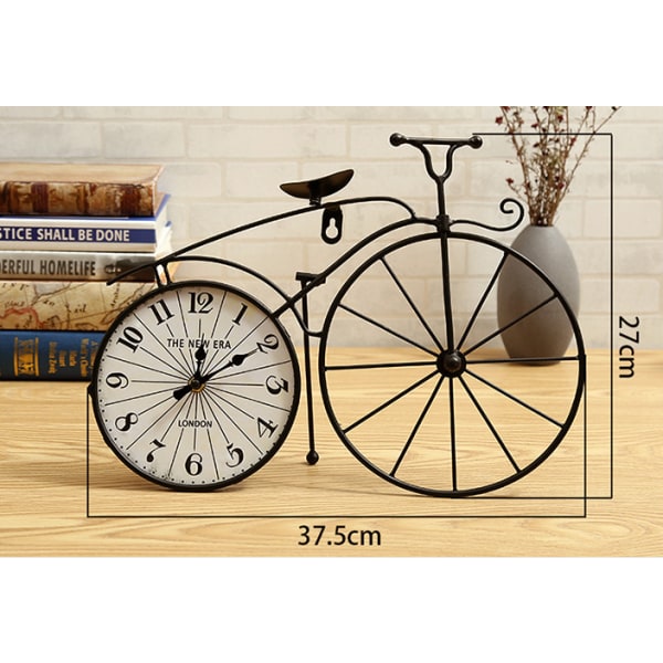 Rautainen seinäkello kodin makuuhuoneen hiljainen kello persoonallisuuskello , musta polkupyörä , 37,5 * 5 * 27cm,