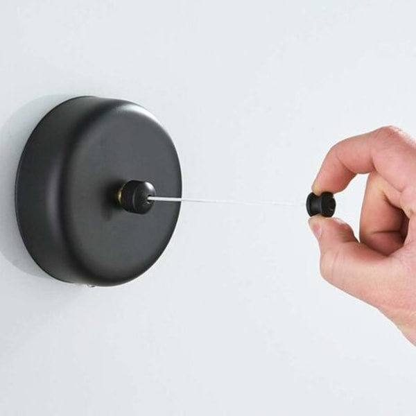 Uttrekkbar vaskesnor - Veggvaskesnor Avtagbar tørkestativ, 3 meter (svart)