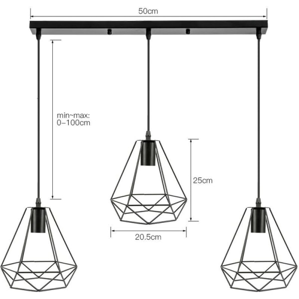 Moderne lysekrone med diamantbur 20,5*25 cm 110-221V svart, innendørslys