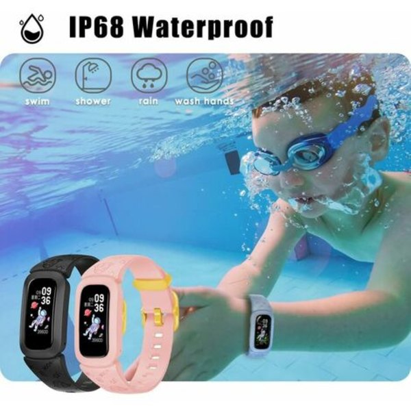 Børne Smartwatch Drenge/Pige, Smart Armbånd Skridttæller Aktivitetsmåler Puls Søvnmåler, Blood Oxygen Body Temperat