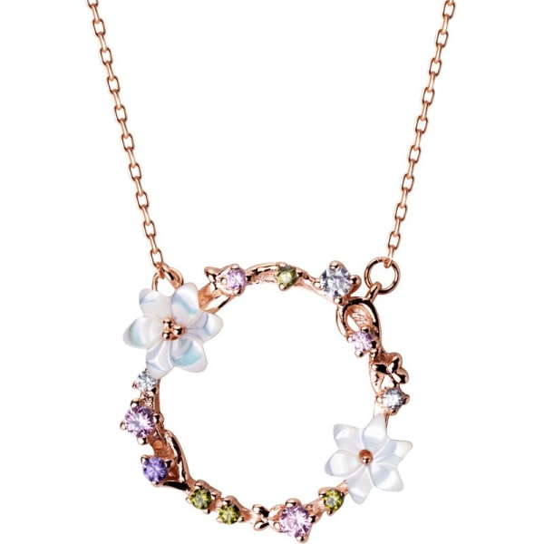 Sterling Silver Flower Loop hänge halsband Fashion Classic Rose Gold
