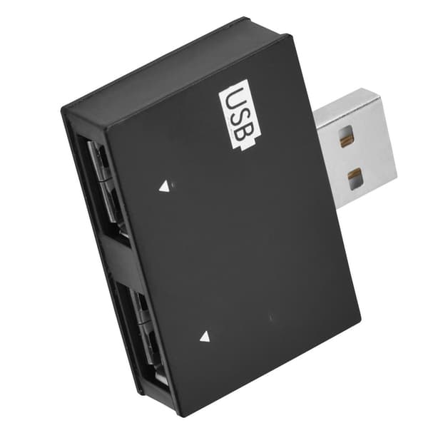 Hub USB2.0 Han til 2-Port USB Twin Oplader Splitter Adapter Koncentrator (Sort)