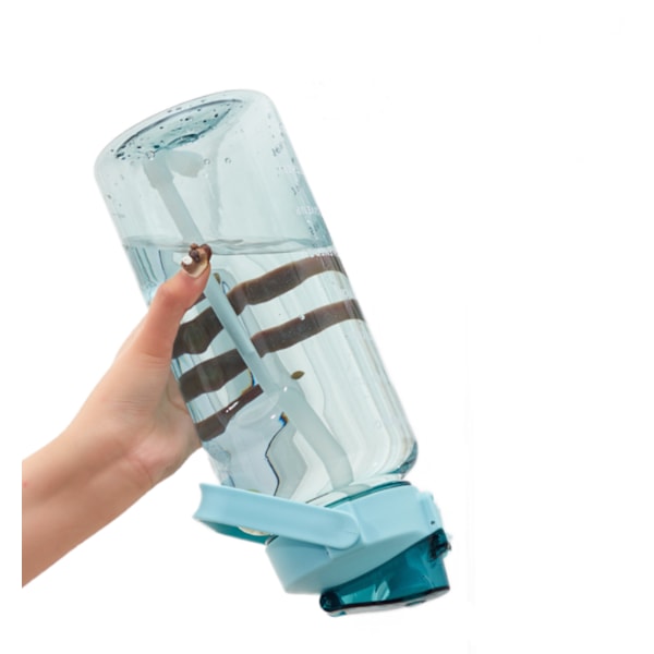 2000ML stor kapacitet sportflaska utomhus resor halmrem bärbar plast vattenkopp