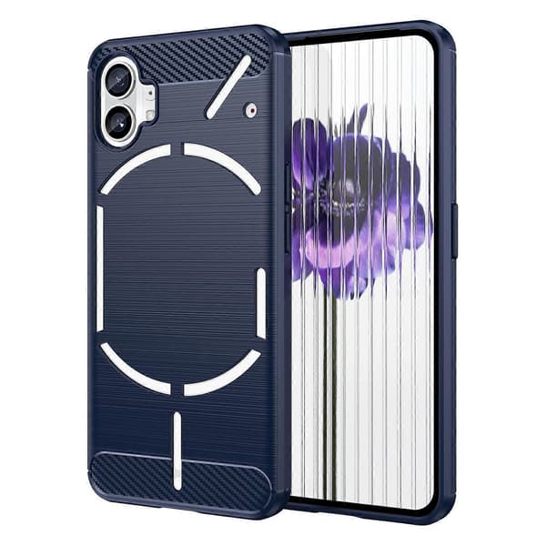 För Nothing Phone 1 Borstad Textur Kolfiber TPU Telefonfodral Blue