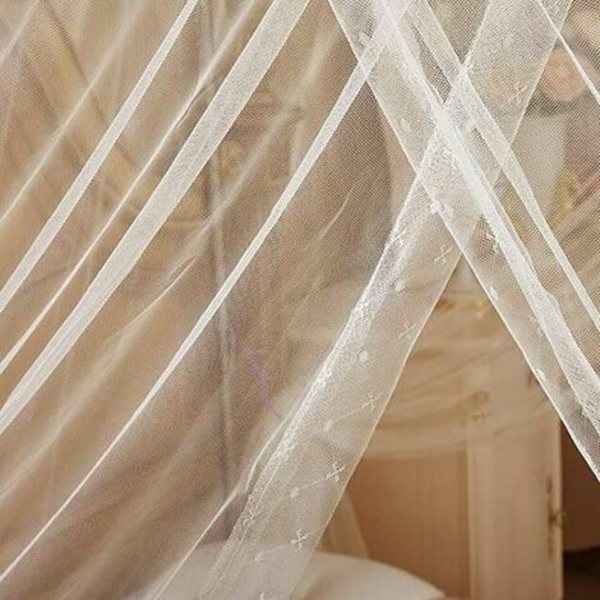 Myggnät, ramlöst romantisk Princess Spets Canopy Myggnät för dubbel queen size-säng（120*200 cm）