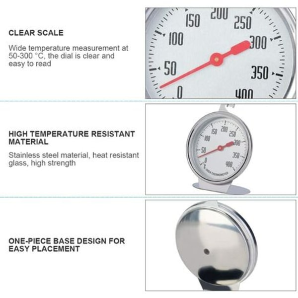 Ugnstermometrar Temperaturmätare Omedelbar avläsning Termometer Rostfritt stålsond Hålla Dial Up Stor mätare Kök Baki