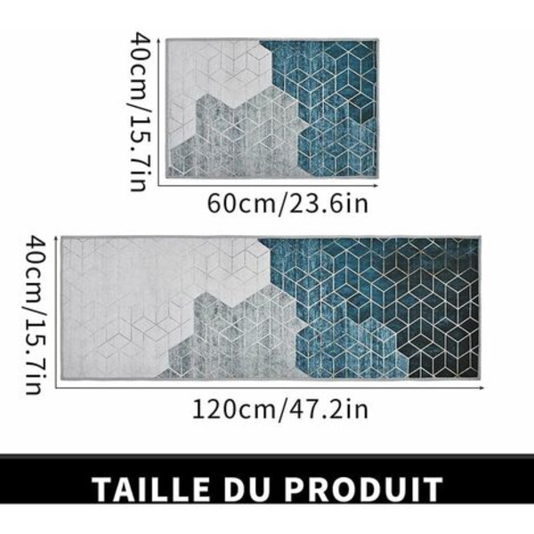 Sklisikker kjøkkenmatte, 2 stk Absorberende vask frontmatte, 40x60cm og 40x120cm, myk gulvmatte for stue soverom Pa