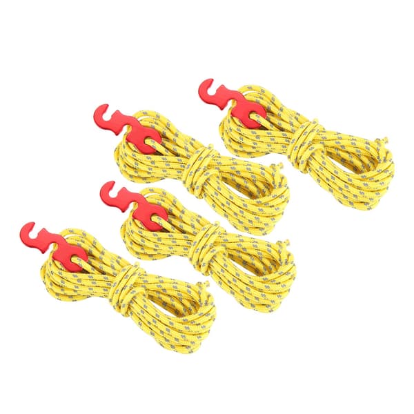 4 stk Sett Reflekstelt Vindtau Camping String Guy Line med S Ring Spenne Krok (Gul)
