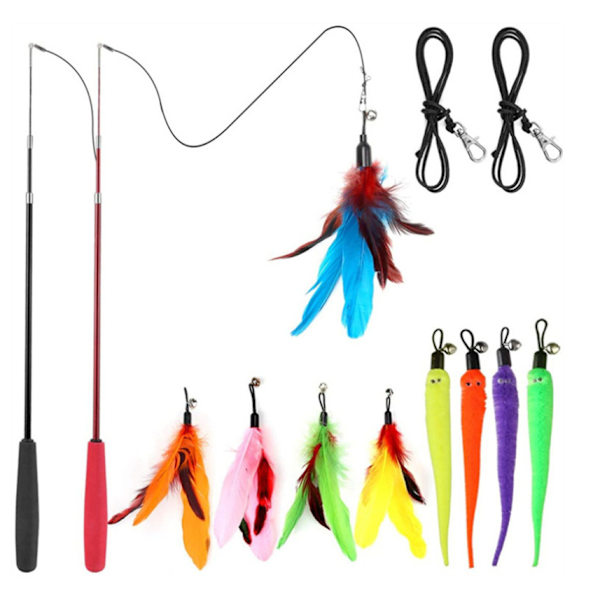 Pet Cat Cat Toy Plysj Mus Rainbow Channel Tunnel Feather Funny Cat Product (sett 1)