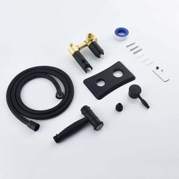 Toilet Bidet Spray, Bidet Bruser Sprøjte Messing Kit Enkeltgreb Vægmonteret Håndbruser Kit Sort WC Brusesæt
