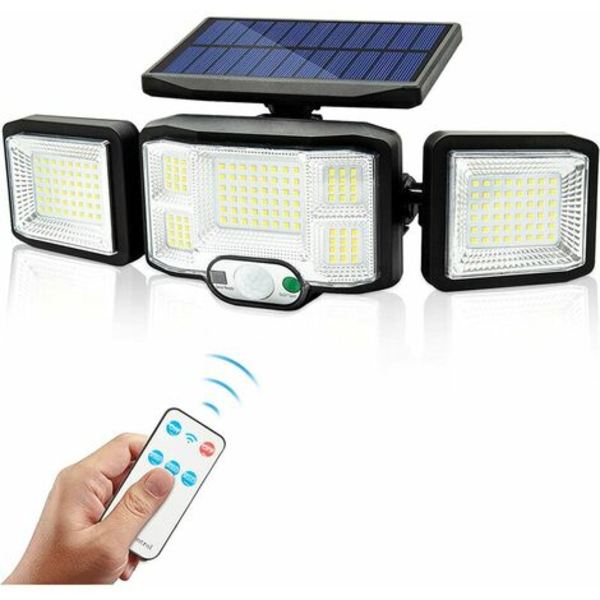 Solar Light Utomhus Vägglampa LED Light 3 Heads 192 LEDs Rörelsedetektor Säkerhet Strålkastare Belysning IP65 Vattentät S