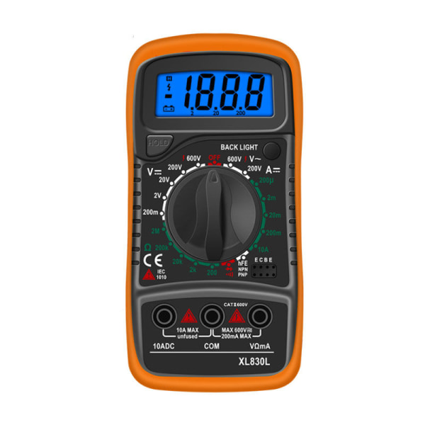 LCD digitalt multimeter, højkvalitets voltmeter amperemeter ohmmeter, bærbar digital elektrisk tester Mål spændingsstrøm