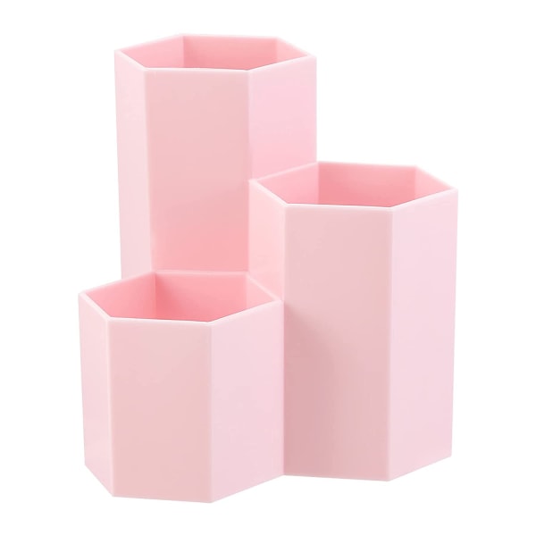Makeup Brush Organizer, 3 plastikpladser til makeupbørster, Pink