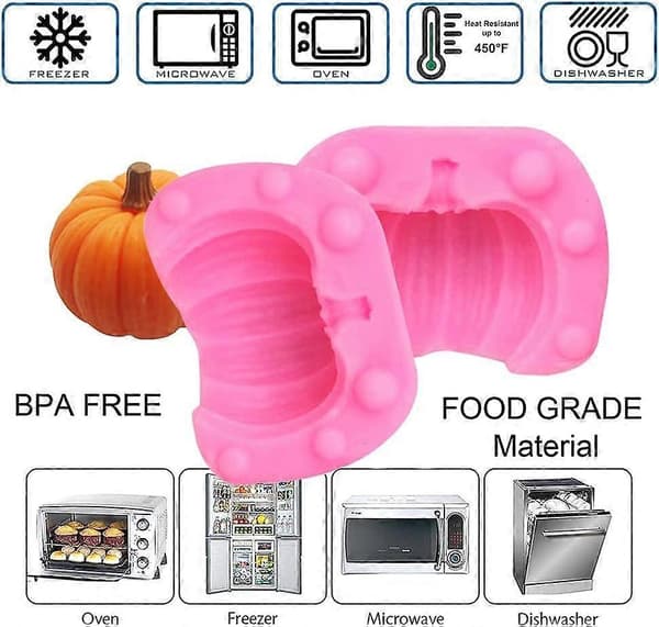 Par græskar silikoneforme, 3D Halloween græskar silikone fudgeforme, mini græskar silikoneforme