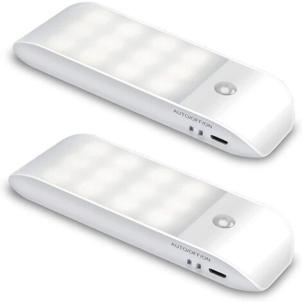 Autoljus, bärbart rörelseavkänningsljus, USB uppladdningsbart 12 LED-multiläges nattljus med magnet för skåp/hall