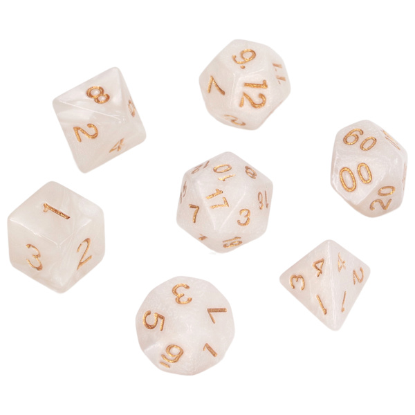 5 sæt multifacetterede terninger guldnummer perle polyhedron terninger til interaktive spil skoleartikler hvid