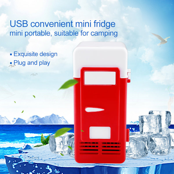 Mini USB LED -jääkaappi juomille ja juomatölkeille - Punainen, lämmitystoiminnolla Red